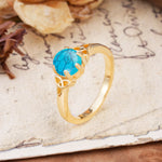 Unique Luxurious 4-Prong Oval Cut Turquoise Engagement Ring - Additional view