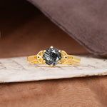 Unique Luxurious 4-Prong Oval Cut Black Rutilated Quartz Engagement Ring - Additional view
