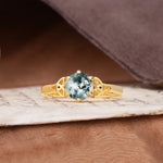 Unique Luxurious 4-Prong Oval Cut Moss Agate Engagement Ring - Additional view
