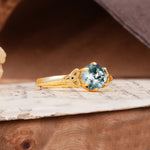 Unique Luxurious 4-Prong Oval Cut Moss Agate Engagement Ring - Additional view