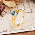 Unique Luxurious 4-Prong Oval Cut Moss Agate Engagement Ring - Additional view