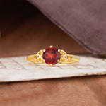 Unique Luxurious 4-Prong Oval Cut Garnet Engagement Ring - Additional view