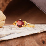 Unique Luxurious 4-Prong Oval Cut Garnet Engagement Ring - Additional view