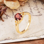 Unique Luxurious 4-Prong Oval Cut Garnet Engagement Ring - Additional view