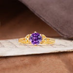 Unique Luxurious 4-Prong Oval Cut Amethyst Engagement Ring - Additional view