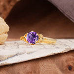 Unique Luxurious 4-Prong Oval Cut Amethyst Engagement Ring - Additional view