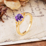 Unique Luxurious 4-Prong Oval Cut Amethyst Engagement Ring - Additional view