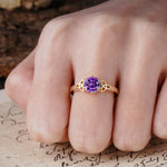 Unique Luxurious 4-Prong Oval Cut Amethyst Engagement Ring - Additional view