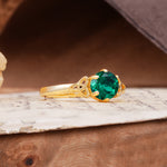 Unique Luxurious 4-Prong Oval Cut Emerald Engagement Ring - Additional view
