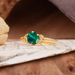 Unique Luxurious 4-Prong Oval Cut Emerald Engagement Ring - Additional view