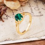 Unique Luxurious 4-Prong Oval Cut Emerald Engagement Ring - Additional view