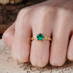 Unique Luxurious 4-Prong Oval Cut Emerald Engagement Ring - Additional view