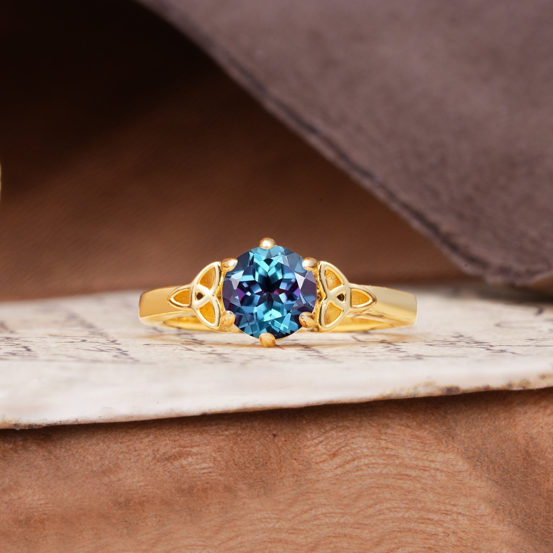 Unique Luxurious 4-Prong Oval Cut Alexandrite Engagement Ring - Additional view