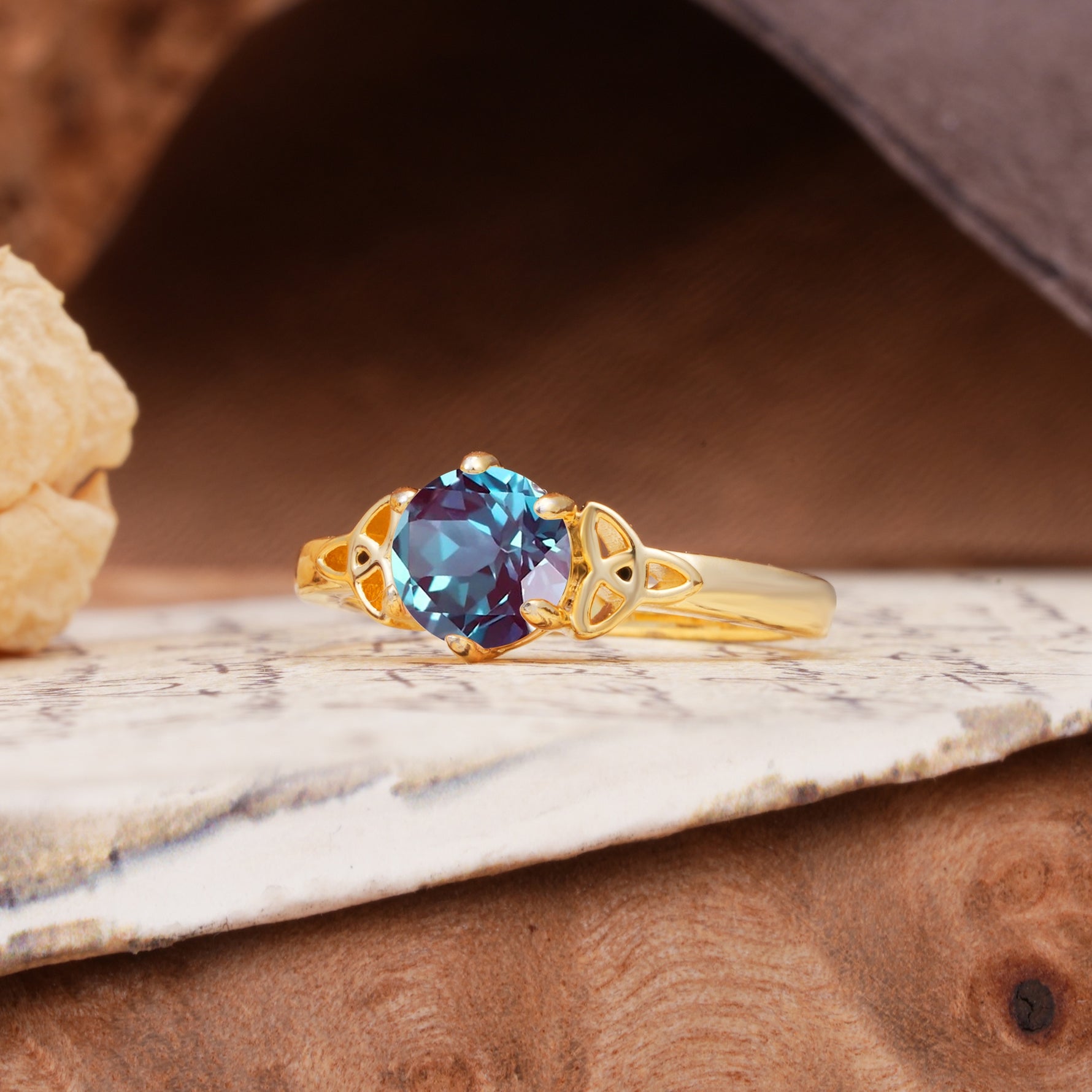 Unique Luxurious 4-Prong Oval Cut Alexandrite Engagement Ring - Additional view