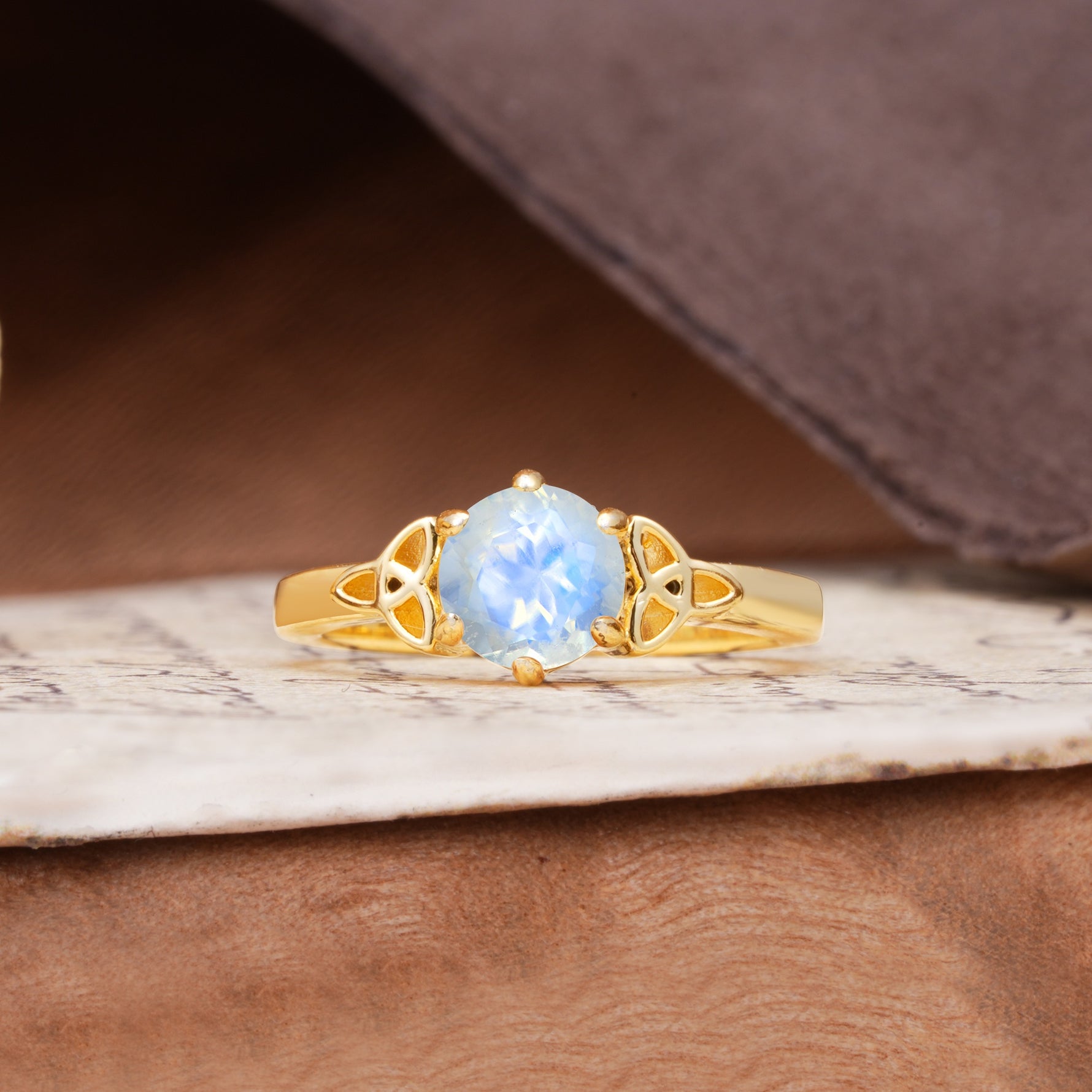 Unique Luxurious 4-Prong Oval Cut Moonstone Engagement Ring - Additional view
