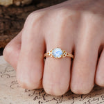 Unique Luxurious 4-Prong Oval Cut Moonstone Engagement Ring - Additional view