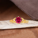 Unique Luxurious 4-Prong Oval Cut Ruby Engagement Ring - Additional view
