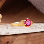 Unique Luxurious 4-Prong Oval Cut Ruby Engagement Ring - Additional view