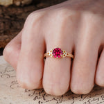 Unique Luxurious 4-Prong Oval Cut Ruby Engagement Ring - Additional view