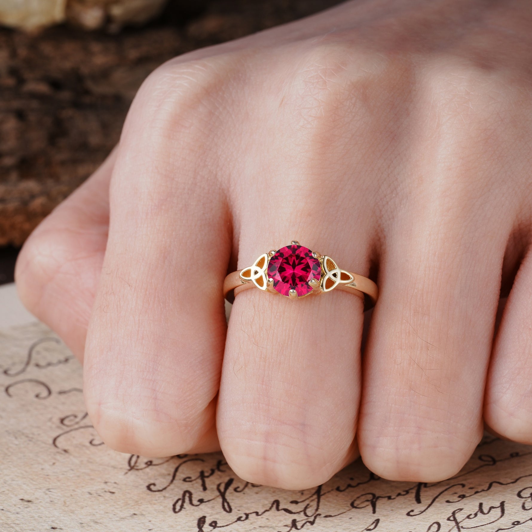 Unique Luxurious 4-Prong Oval Cut Ruby Engagement Ring - Additional view