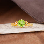 Unique Luxurious 4-Prong Oval Cut Peridot Engagement Ring - Additional view