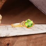 Unique Luxurious 4-Prong Oval Cut Peridot Engagement Ring - Additional view