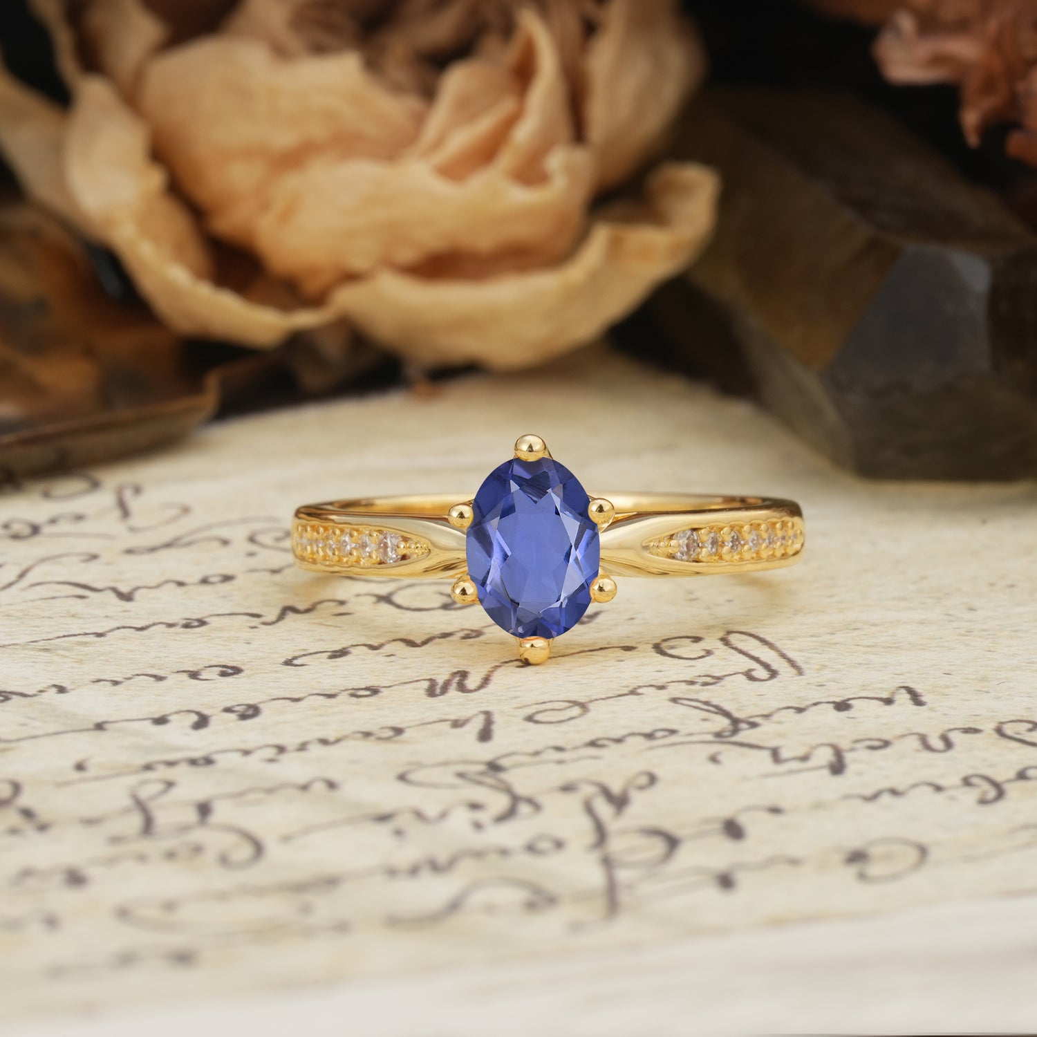 Classic Vintage 6-Prong Oval Cut Tanzanite Engagement Ring