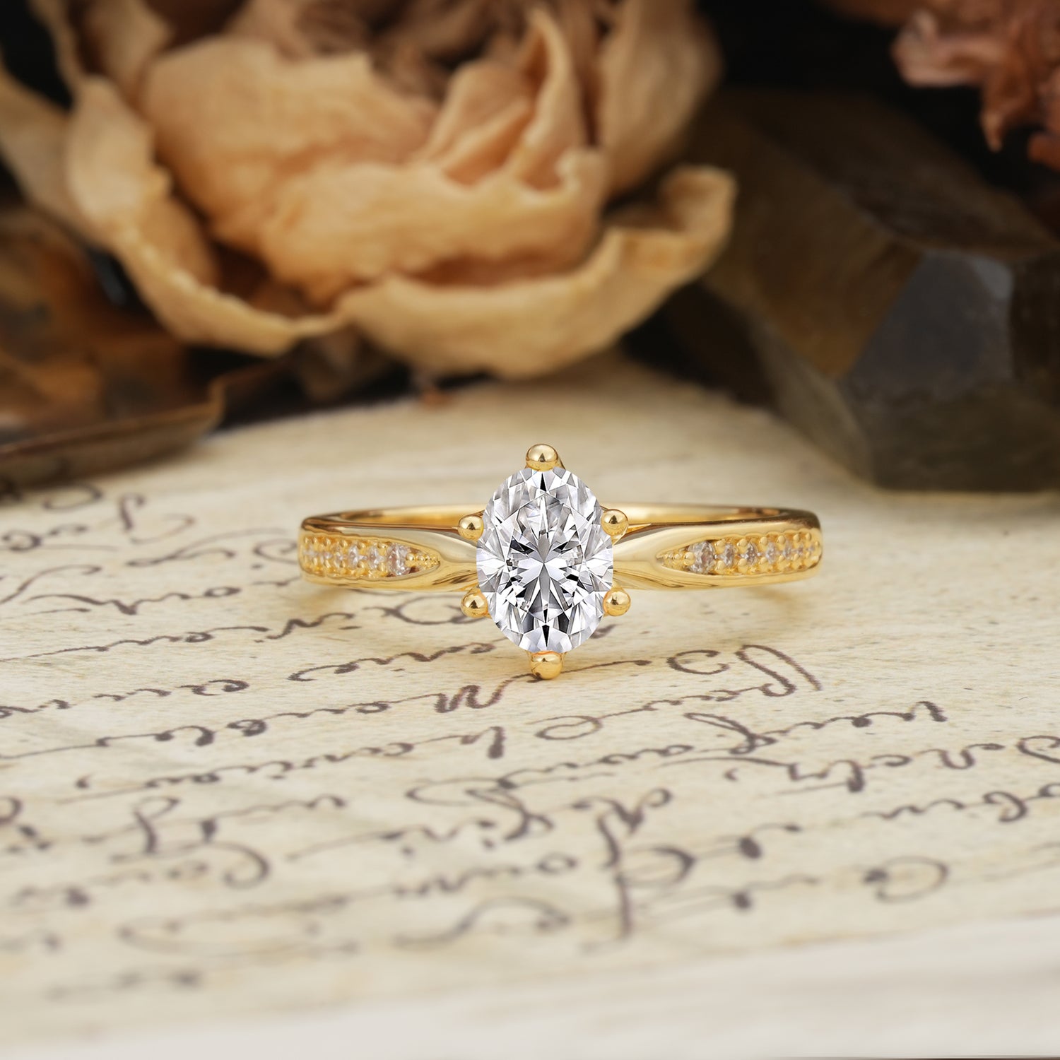 Classic Vintage 6-Prong Oval Cut Lab Diamond Engagement Ring