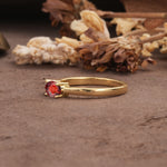 Unique, Minimalist 4-Prong Oval Cut Garnet Two-Stone Wedding Ring - Additional view