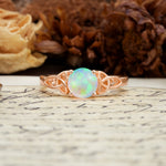 Nature-Inspired, Uniquely Intertwined 4-Prong Round Cut Fire Opal Engagement Ring - Additional view