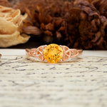 Nature-Inspired, Uniquely Intertwined 4-Prong Round Cut Citrine Engagement Ring - Additional view