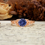 Nature-Inspired, Uniquely Intertwined 4-Prong Round Cut Tanzanite Engagement Ring - Additional view