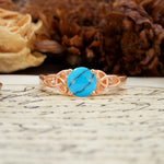 Nature-Inspired, Uniquely Intertwined 4-Prong Round Cut Turquoise Engagement Ring - Additional view