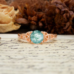 Nature-Inspired, Uniquely Intertwined 4-Prong Round Cut Moss Agate Engagement Ring - Additional view