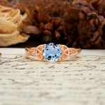 Nature-Inspired, Uniquely Intertwined 4-Prong Round Cut Aquamarine Engagement Ring - Additional view