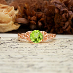 Nature-Inspired, Uniquely Intertwined 4-Prong Round Cut Peridot Engagement Ring - Additional view
