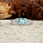 Nature-Inspired, Uniquely Intertwined 4-Prong Round Cut Moss Agate Engagement Ring - Additional view