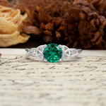 Nature-Inspired, Uniquely Intertwined 4-Prong Round Cut Emerald Engagement Ring - Additional view