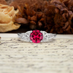 Nature-Inspired, Uniquely Intertwined 4-Prong Round Cut Ruby Engagement Ring - Additional view