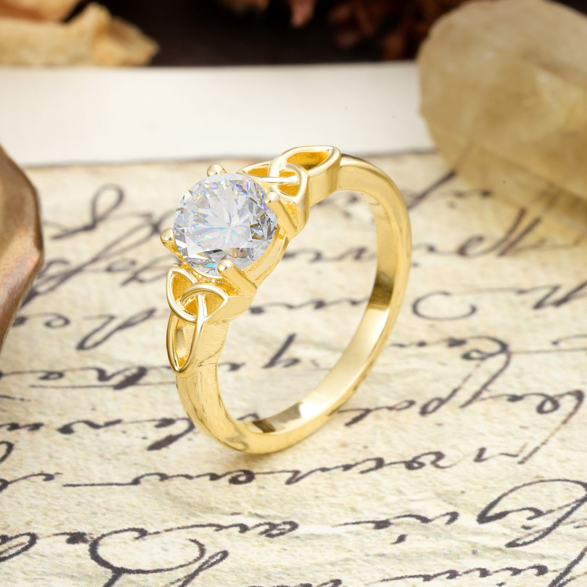 Nature-Inspired, Uniquely Intertwined 4-Prong Round Cut Moissanite Engagement Ring - Additional view