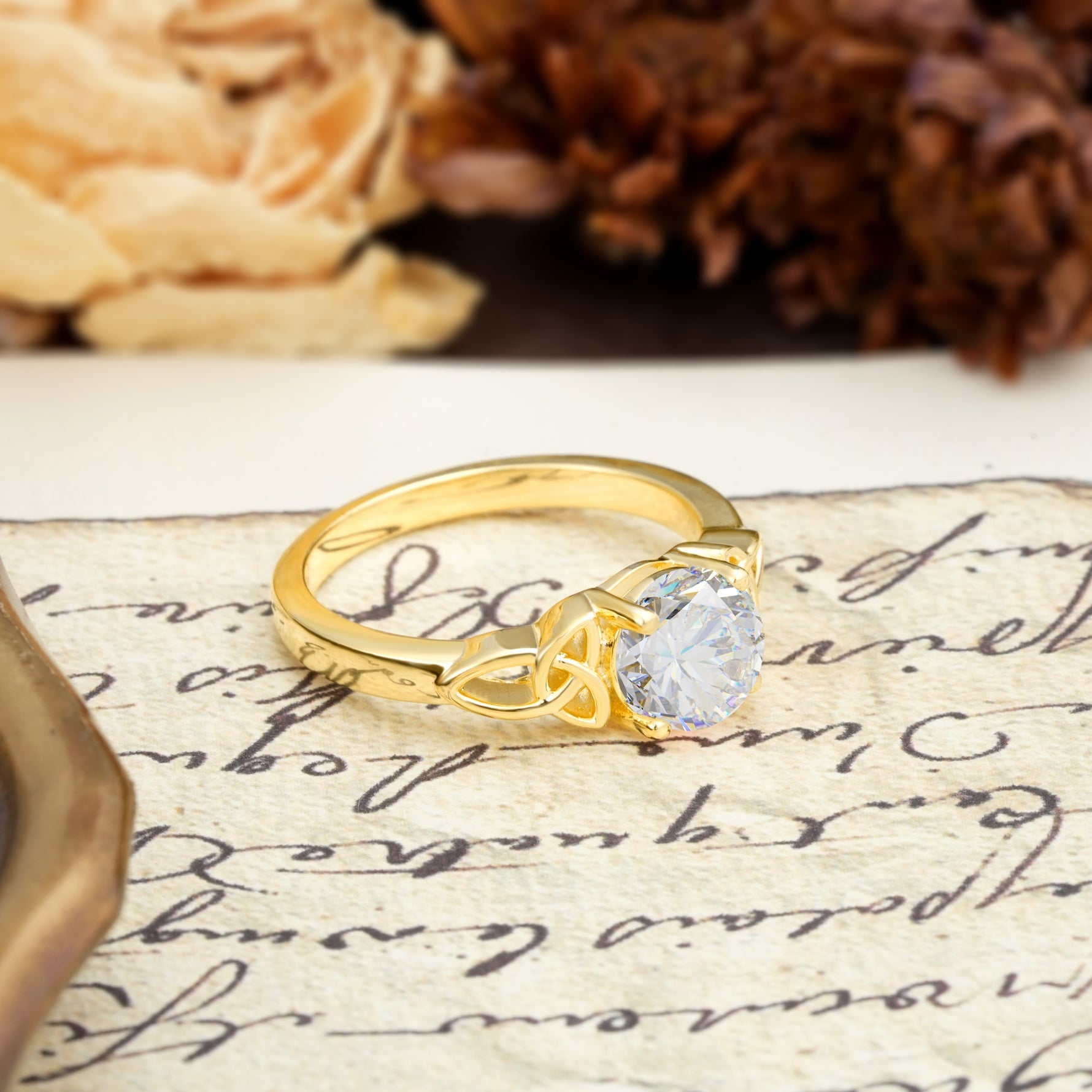 Nature-Inspired, Uniquely Intertwined 4-Prong Round Cut Moissanite Engagement Ring - Additional view