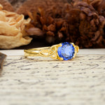 Nature-Inspired, Uniquely Intertwined 4-Prong Round Cut Sapphire Engagement Ring - Additional view