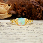 Nature-Inspired, Uniquely Intertwined 4-Prong Round Cut Fire Opal Engagement Ring - Additional view