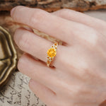 Nature-Inspired, Uniquely Intertwined 4-Prong Round Cut Citrine Engagement Ring - Additional view