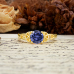 Nature-Inspired, Uniquely Intertwined 4-Prong Round Cut Tanzanite Engagement Ring - Additional view