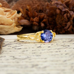 Nature-Inspired, Uniquely Intertwined 4-Prong Round Cut Tanzanite Engagement Ring - Additional view