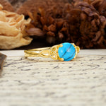 Nature-Inspired, Uniquely Intertwined 4-Prong Round Cut Turquoise Engagement Ring - Additional view