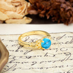 Nature-Inspired, Uniquely Intertwined 4-Prong Round Cut Turquoise Engagement Ring - Additional view