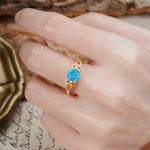 Nature-Inspired, Uniquely Intertwined 4-Prong Round Cut Turquoise Engagement Ring - Additional view