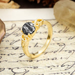 Nature-Inspired, Uniquely Intertwined 4-Prong Round Cut Black Rutilated Quartz Engagement Ring - Additional view